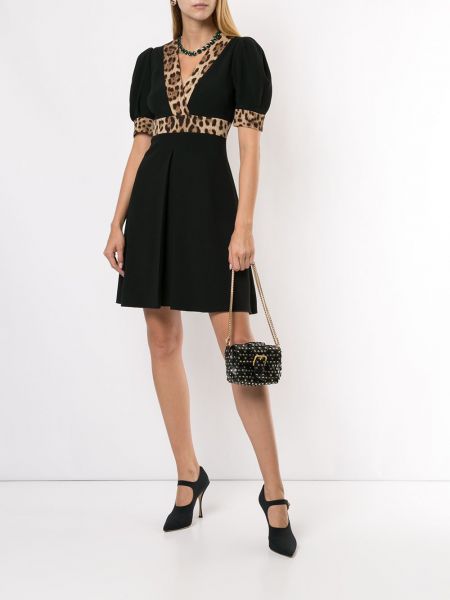 Vestido de cóctel leopardo bootcut Dolce & Gabbana negro