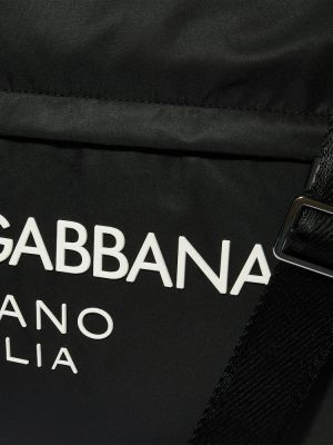 Nylónová kožená cestovná taška Dolce&gabbana čierna