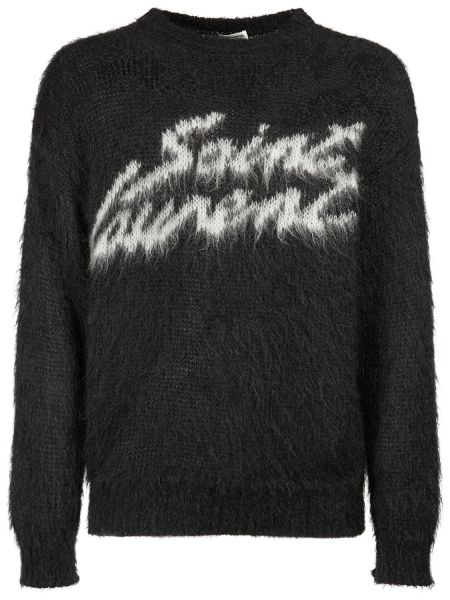 Mohair striktrøje Saint Laurent sort