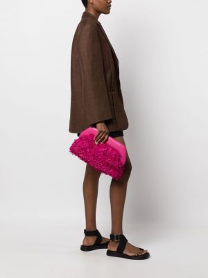 Clutch somiņa ar bārkstīm Themoirè rozā