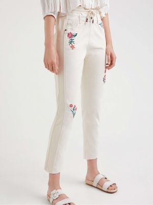 Pantaloni cu model floral Desigual gri