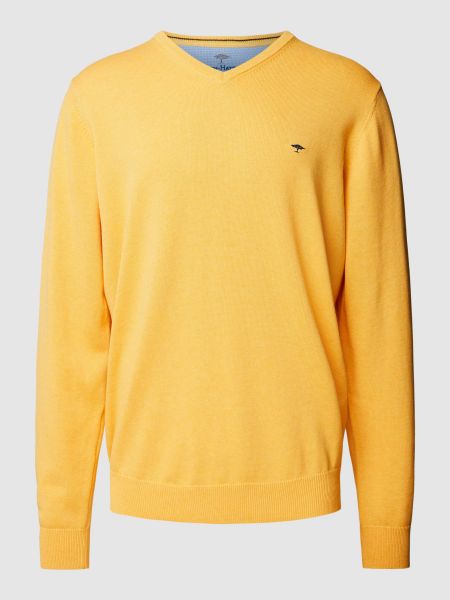 Sweter z dekoltem w serek Fynch-hatton żółty