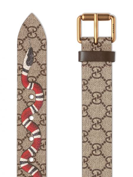 Cinturón con estampado de estampado de serpiente Gucci