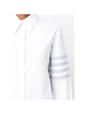 Vestido camisero de algodón a rayas Thom Browne blanco