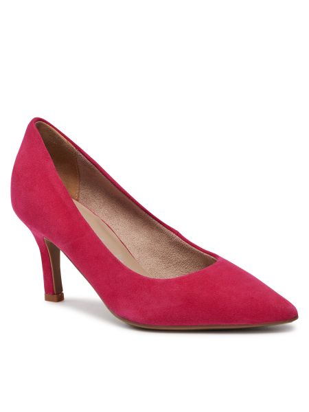 Полуотворени обувки с ток Tamaris розово