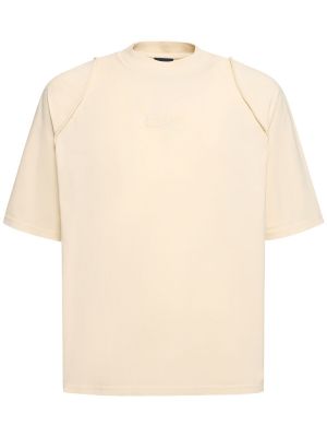 Camiseta de algodón con estampado Jacquemus beige