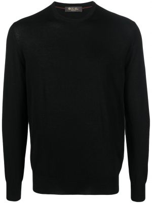 Кашмирен пуловер с кръгло деколте Loro Piana черно