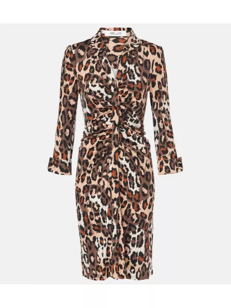 Leopard midi kjole med print Diane Von Furstenberg brun