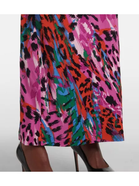 Leopar baskılı uzun elbise Diane Von Furstenberg pembe