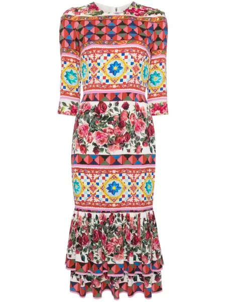 Printti midi mekko Dolce & Gabbana punainen