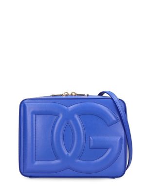 Kožená kabelka Dolce & Gabbana modrá