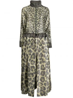 Dolga obleka s potiskom z leopardjim vzorcem Sacai