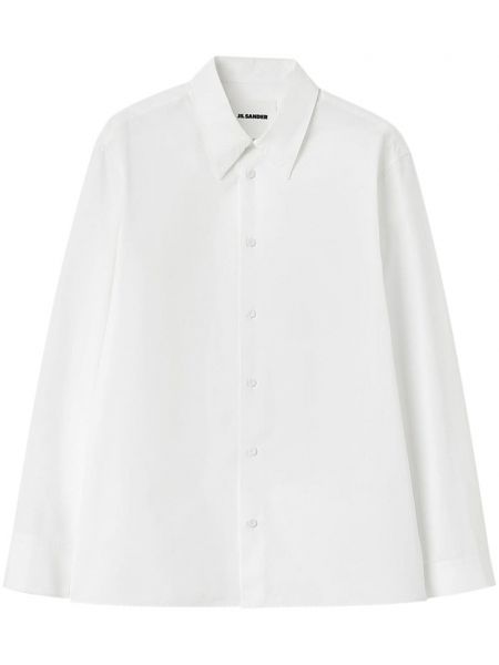 Bavlnená dlhá košeľa Jil Sander biela