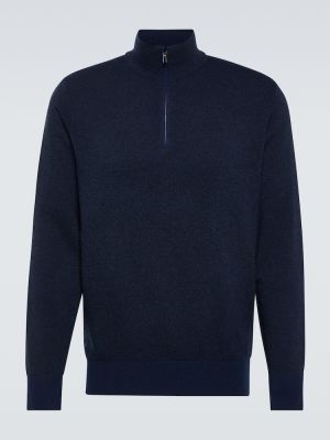 Кашмирен пуловер с цип Loro Piana синьо