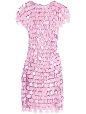 Flitrované mini šaty Paco Rabanne ružová