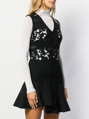 Pletená květinová vesta Christian Dior černá