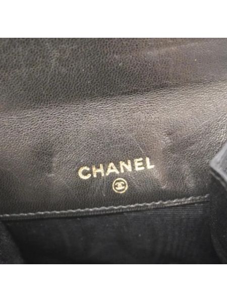 Monedero de cuero retro Chanel Vintage negro