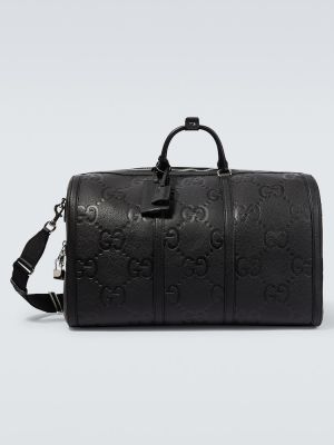 Czarna torba podróżna skórzana Gucci