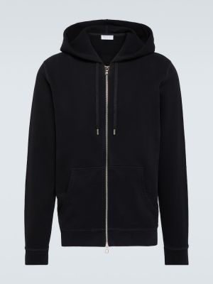 Pamučna hoodie s kapuljačom Sunspel crna