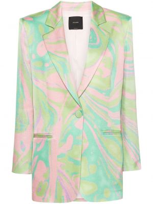 Saténové sako s potlačou s abstraktným vzorom Pinko zelená