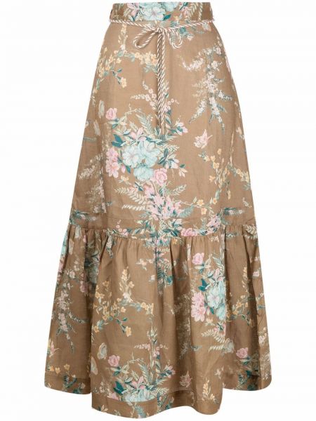 Falda de flores con estampado Zimmermann marrón