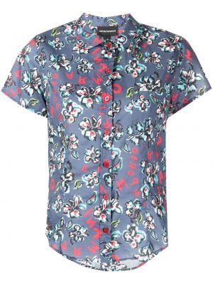 Trykt floral skjorte Emporio Armani blå