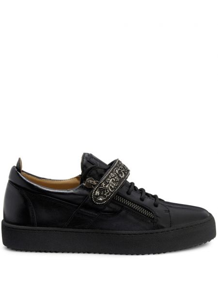 Sneakerși din piele Giuseppe Zanotti negru