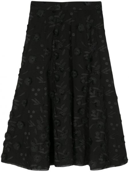 Květinové bavlněné midi sukně Seventy černé