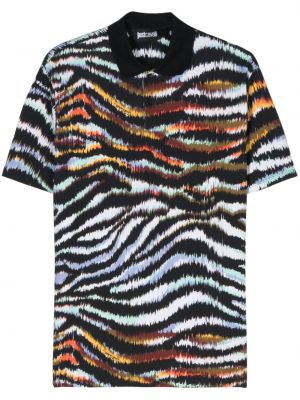 Kokvilnas polo krekls ar apdruku ar zebras rakstu Just Cavalli melns