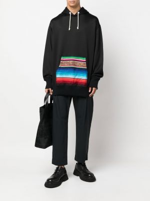 Svītrainas kapučdžemperis ar kabatām Junya Watanabe Man melns