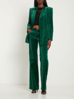 Bavlněné sametové kalhoty Alberta Ferretti zelené