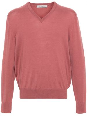 Вълнен пуловер с v-образно деколте Fileria розово
