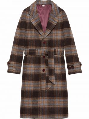Kockovaný vlnený kabát Gucci