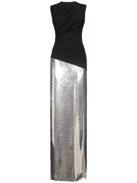 Αμάνικη μάξι φόρεμα με παγιέτες από κρεπ Mônot μαύρο