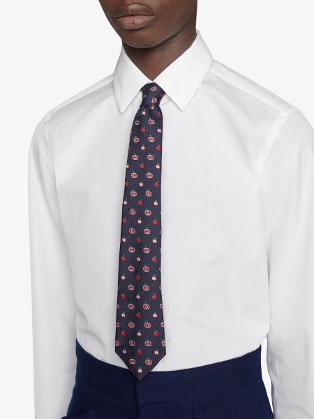 Krawat żakardowy Gucci niebieski