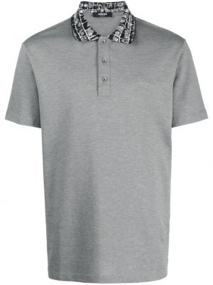 Памучна поло тениска Versace сиво