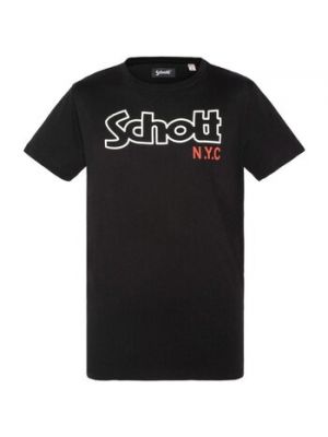 Czarna koszulka z krótkim rękawem Schott