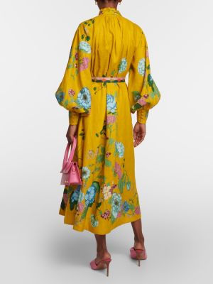 Sukienka midi w kwiatki Alã©mais żółta