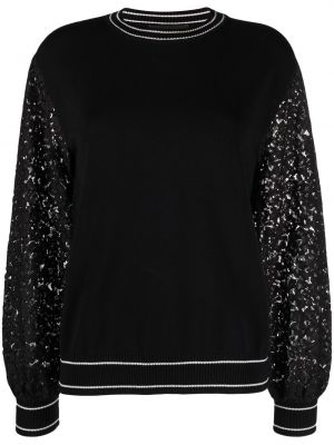 Пуловер с кръгло деколте с дантела Boutique Moschino черно