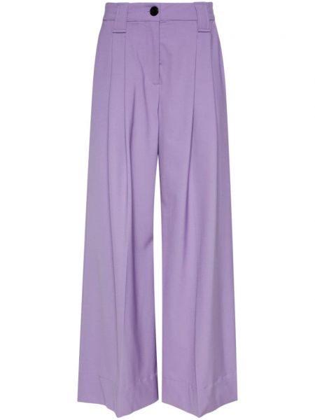Plisované kalhoty relaxed fit Ganni fialové