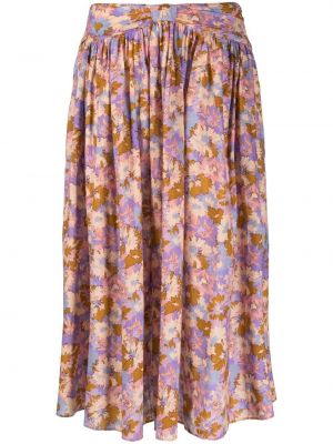 Květinové midi sukně s potiskem Zimmermann fialové