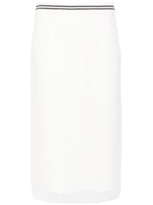 Pletené kašmírové pouzdrová sukně Brunello Cucinelli bílé