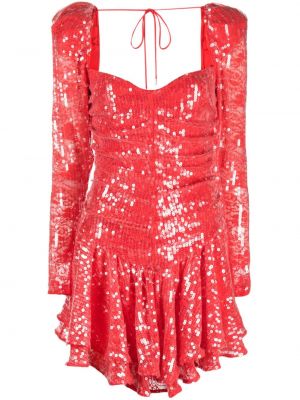Коктейлна рокля с дантела Rotate червено