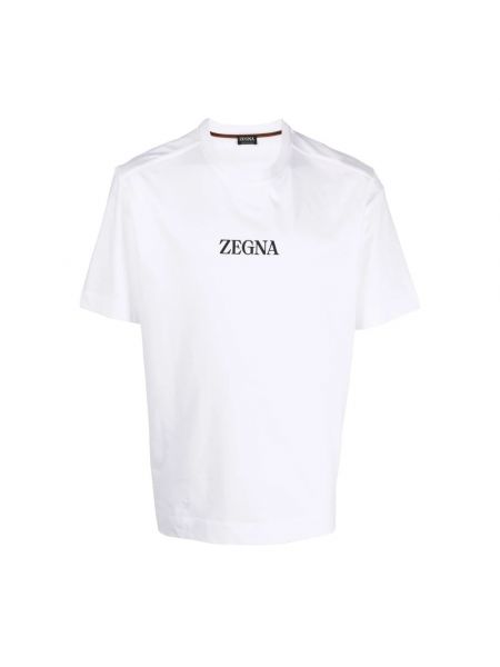 Koszulka z nadrukiem z okrągłym dekoltem Ermenegildo Zegna biała