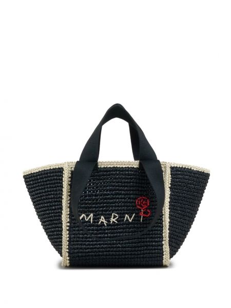 Τσάντα shopper με κέντημα από λυγαριά Marni