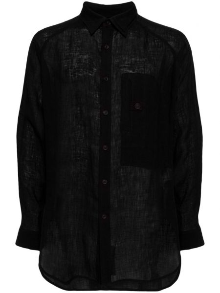 Ľanová košeľa Yohji Yamamoto čierna