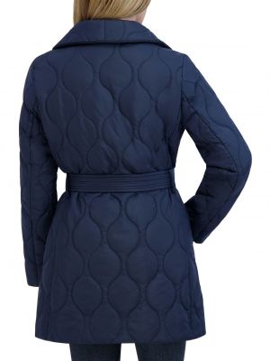 Асимметричное стеганое пальто Tahari синее