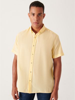 Bavlněná košile s knoflíky Avva žlutá