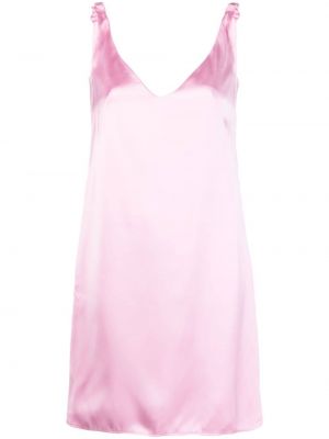 Saténové koktejlové šaty s výstřihem do v Nº21 růžové