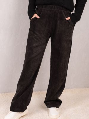 Relaxed fit kelnės velvetinės su kišenėmis Armonika juoda